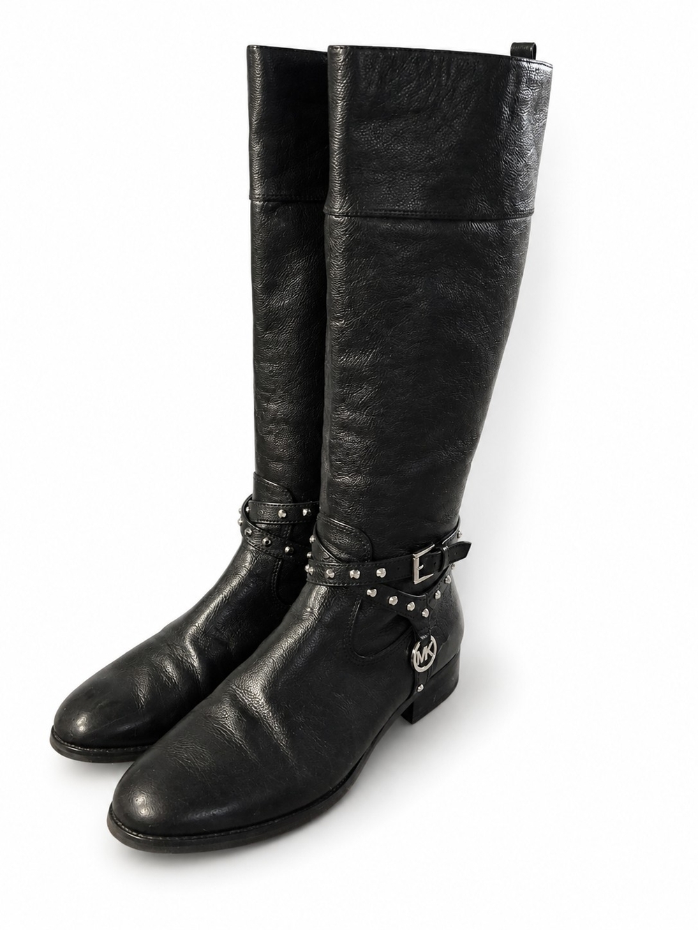 Michael Kors Black Studded Leather Riding Boots Size 10